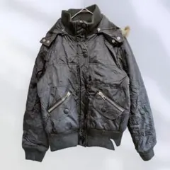 y2k ギミック 中綿ジャケット ブラック 短丈 テック系 ユーロ古着 黒