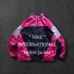 90sNIKEナイキINTERNATIONALスウッシュ刺繍ナイロンジャケット