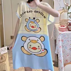 9112ゆったり部屋着カジュアルパジャマ夏寝間着妊婦半袖ルームウェアワンピース