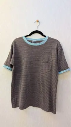 45RPM ボーダー ポケットTシャツ ブラウン×ブルー サイズ3のサムネイル