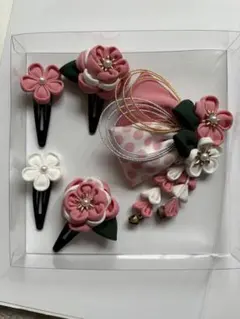 和風髪飾りセット 5個　かんざし屋wargo つまみ細工髪飾りセット