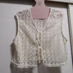 アイボリー レース ノースリーブ ベスト M
