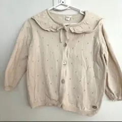 水通しのみ！テータテート　透かし編みニットカーディガン　90センチ