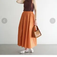 GALLARDAGALANTE コットンフレアスカート オレンジ　フリーサイズ