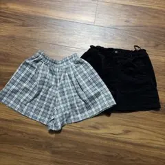 【150㎝】コーデュロイとチェック柄の半ズボンセット