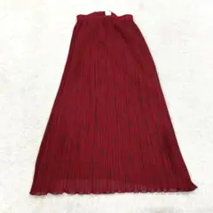 ユキコハナイ　プリーツロングスカート　ドット系柄　ゴムウエスト　9レッド（D1のサムネイル