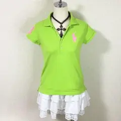y2k ラルフローレン ポロシャツ ビッグポニー 平成ギャル 平成女児 黄緑