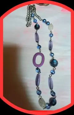 紫色と青色のビーズ ネックレスパープル購入OK匿名配送
