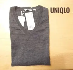 UNIQLO エクストラファインメリノ Vネックセーター グレー【新品未使用】