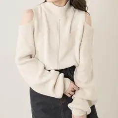 【着画あり】chico 肩スリットハイネックルーズニット