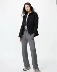 ユニクロウォッシャブルニットリブパンツM 丈長め