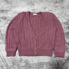 カーディガン リブ編み ニット ピンク 厚手 かわいい　　レディース 秋冬