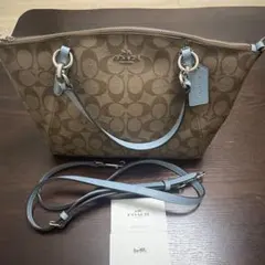 新品COACH シャンブレーミニトートバッグ ショルダーストラップ付き 