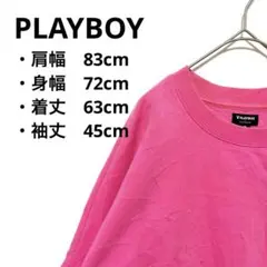 PLAYBOY × PACSUN 刺繍スウェット ピンク 裏起毛 春色 Mのサムネイル