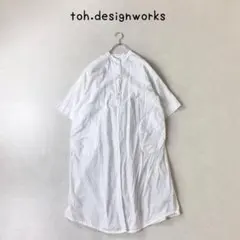 新品タグ付き♫ノップドゥノッド　半袖ワイドシャツ　刺繍　ホワイト　ゆったり 新品タグ付き♫ノップドゥノッド 半袖ワイドシャツ 刺繍 ホワイト