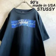 90's USA製 オールドステューシー 星条旗両面ロゴtシャツ 黒 XL - メルカリ