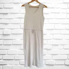 【UNIQLO】アイボリー Vネック ノースリーブ ワンピース Lサイズ