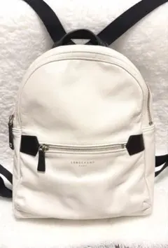 【美品】LONGCHAMP ロンシャ レザー リュック アイボリー　ゴールド