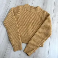 moussy クロップド丈ニット イエロー