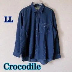 Crocodile ボタンダウンシャツ LL ダークブルー 綿１００% 春物