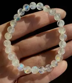 高品質4A✨透明感あり＋全玉シラーマダガスカル産レインボームーンストーンブレス