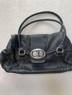 Christian Dior CD金具ハンドバッグ ブラックレザー ヴィンテージのサムネイル