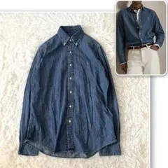 美品QRタグ✨ラルフローレン デニム シャツ ポニー刺繍 メンズ Mサイズ