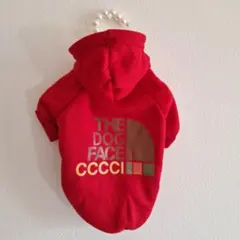 犬服⭐フード付きパーカー⭐暖かい裏起毛素材に可愛い赤⭐わんちゃん用