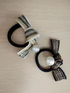 リボンパールヘアゴム2個セット