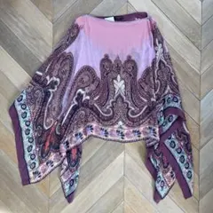 エトロ ETRO✴︎シルクスカーフポンチョ ケープ ブラウス ビーズビジュー
