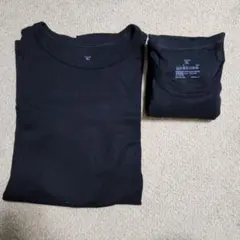 2個セット 無印良品 紳士 あったか綿 クルーネック長袖Tシャツ XLサイズ 黒