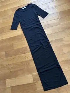 ZARA ブラック ニットロングワンピース 半袖