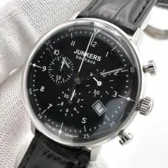 稼働/希少】 JUNKERS 腕時計 クロノグラフ 黒文字盤 bauhaus