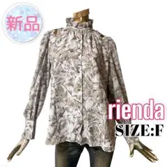 ⭐️A526⭐️ rienda ♥ 花柄 ハイネック スリットショルダーブラウス