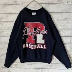 アメリカ古着スウェットプルオーバーPanthersバスケットSネイビーD128