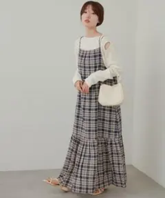 kastane カスタネ ティアードチェックキャミワンピース ネイビー サイズ1