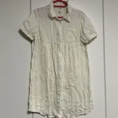 アイボリー 半袖シャツ ボタンアップ