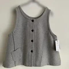 新品】anuans タックフレアカットベスト グレー ペプラム ジップアップ