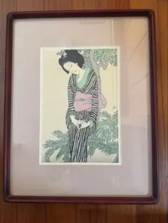 竹久夢二　「宵待草」　複製　美品 額装品 縦長 木製フレーム 竹久夢二 「宵待草」 複製 美品 額装品 縦長 木製フレーム - メルカリ