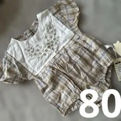 ロンパース 半袖 80 韓国子供服 チェック