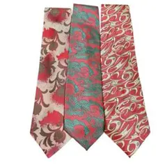 【3本セット】FAN STYLE ネクタイ まとめ売り レッド ボルドー 派手柄