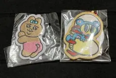 おぱんちゅうさぎ 刺繍バッジ、エンジェルブルー 刺繍キーホルダー