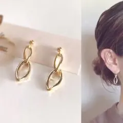 ミニチェーン ゴールド♡ハンドメイドピアス イヤリング 韓国 シンプル 揺れる
