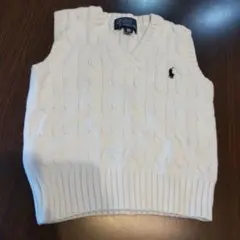 Ralph Lauren ホワイト ケーブルニットベスト 80