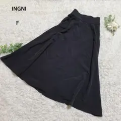 イング　フレアスカート　バックレースアップ　リボン　編み上げ　シンプル　F 黒