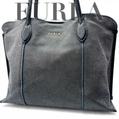 フルラ トートバッグ ヴィットリア キャンバス レザー グレー A4収納 大容量