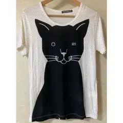 FRAPBOIS フラボア　猫　ねこ　ドット　半袖Tシャツ Mサイズ　【難あり】