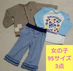 値下げ不可］95 裏起毛　カーディガン　トレーナー　ズボン　3点セット　女の子