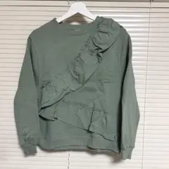 【ZARA】フリルデザイン トレーナー くすみグリーンのサムネイル