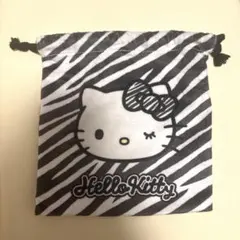 Hello Kitty ゼブラ柄ポーチ 巾着 キティ ゼブラ柄